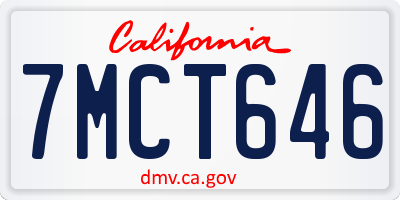 CA license plate 7MCT646