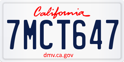 CA license plate 7MCT647