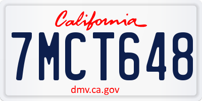 CA license plate 7MCT648