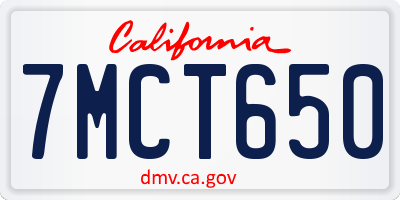 CA license plate 7MCT650