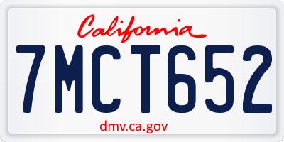 CA license plate 7MCT652