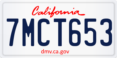 CA license plate 7MCT653