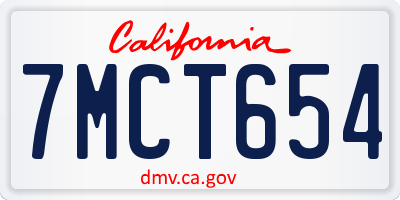 CA license plate 7MCT654