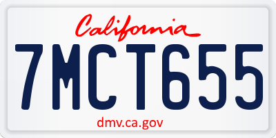 CA license plate 7MCT655