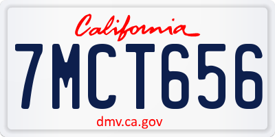 CA license plate 7MCT656