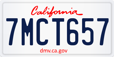 CA license plate 7MCT657