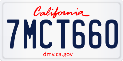 CA license plate 7MCT660