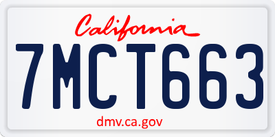 CA license plate 7MCT663