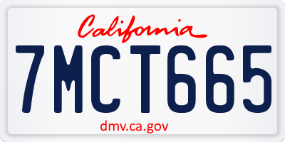 CA license plate 7MCT665
