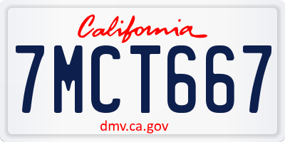 CA license plate 7MCT667