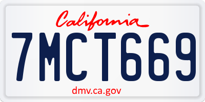 CA license plate 7MCT669