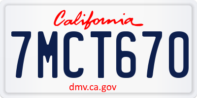 CA license plate 7MCT670