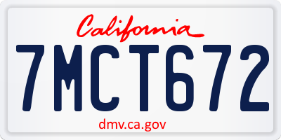CA license plate 7MCT672