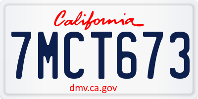 CA license plate 7MCT673
