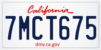 CA license plate 7MCT675