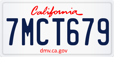 CA license plate 7MCT679