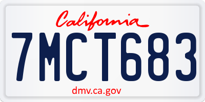 CA license plate 7MCT683