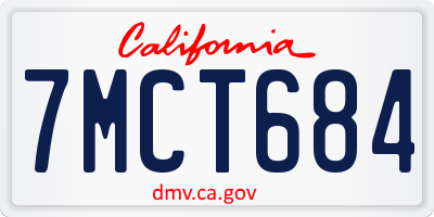 CA license plate 7MCT684
