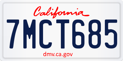 CA license plate 7MCT685