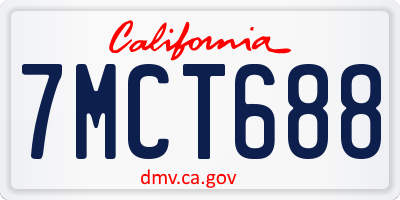 CA license plate 7MCT688