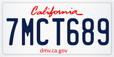 CA license plate 7MCT689