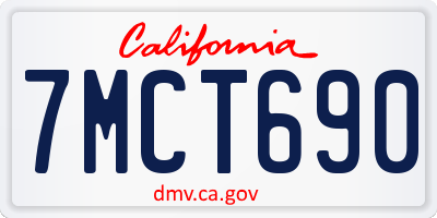 CA license plate 7MCT690