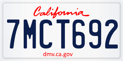 CA license plate 7MCT692