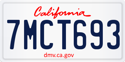 CA license plate 7MCT693
