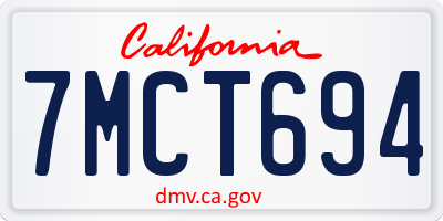 CA license plate 7MCT694