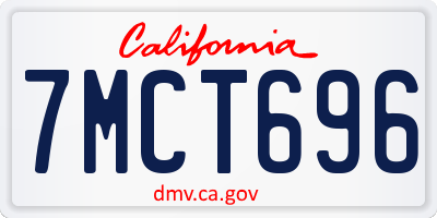 CA license plate 7MCT696