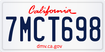 CA license plate 7MCT698