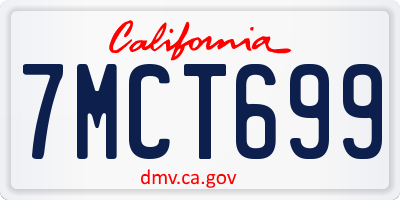 CA license plate 7MCT699