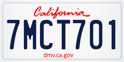 CA license plate 7MCT701
