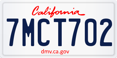 CA license plate 7MCT702