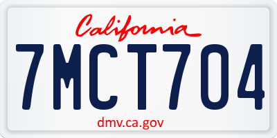 CA license plate 7MCT704
