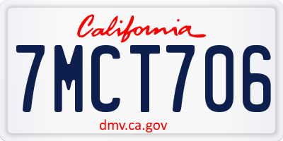 CA license plate 7MCT706
