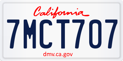 CA license plate 7MCT707