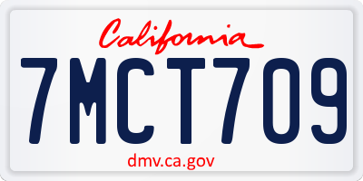 CA license plate 7MCT709