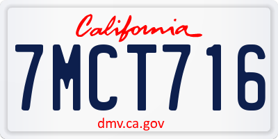CA license plate 7MCT716
