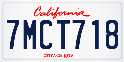 CA license plate 7MCT718