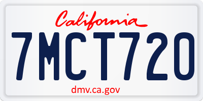 CA license plate 7MCT720