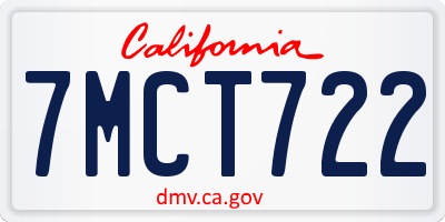 CA license plate 7MCT722