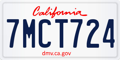 CA license plate 7MCT724