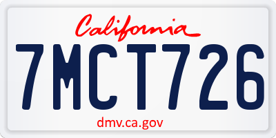 CA license plate 7MCT726