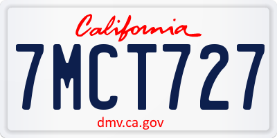CA license plate 7MCT727