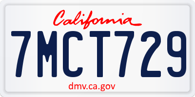 CA license plate 7MCT729