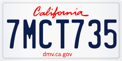 CA license plate 7MCT735