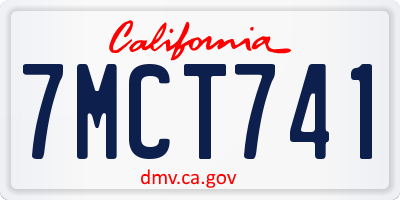 CA license plate 7MCT741