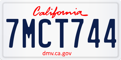 CA license plate 7MCT744