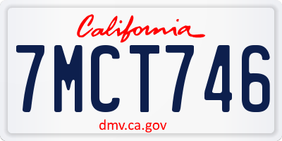 CA license plate 7MCT746